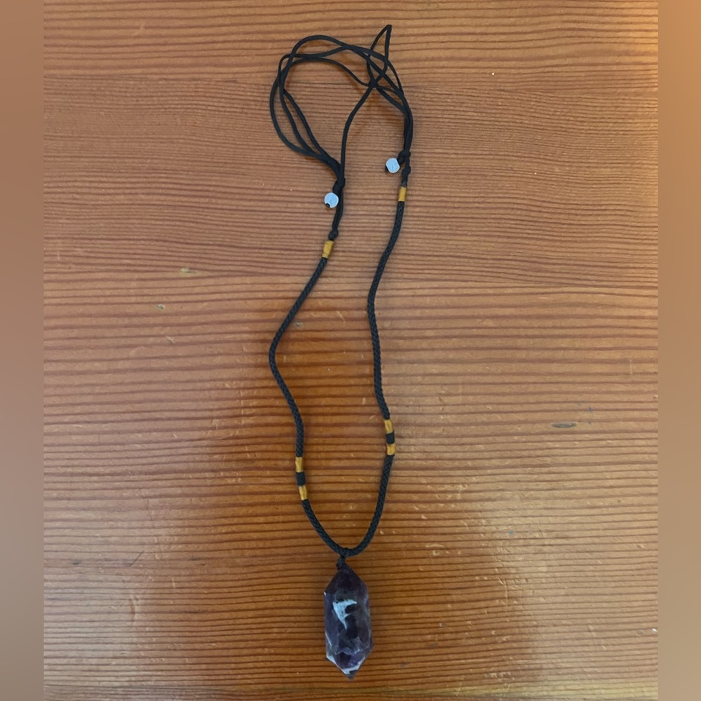 Amethyst Crystal Pendant Corded Necklace